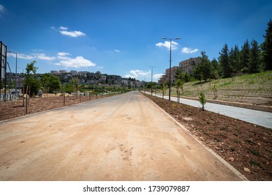 Boardwalk And Preparation For Light Railroad Tracks On Gaza Street Jerusalem