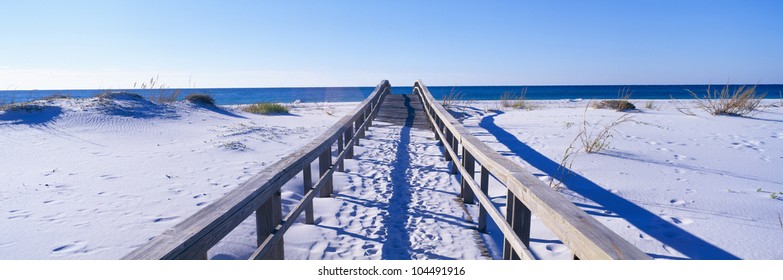 Boardwalk At Santa Rosa Island Near Pensacola, Florida