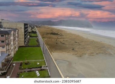 The boardwalk at seaside on the Oregon coast at sunset - Powered by Shutterstock