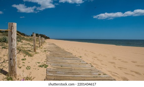 Boardwalk In Vale De Lobo Beach, Algarve, Portugal At Winter Time.