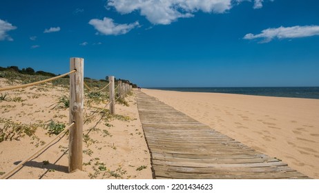 Boardwalk In Vale De Lobo Beach, Algarve, Portugal At Winter Time.