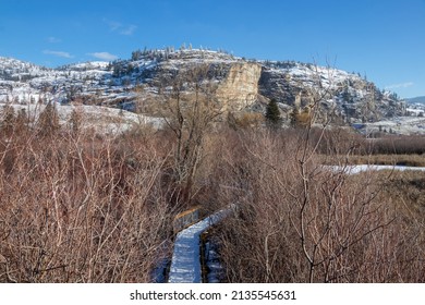 Boardwalk At Vaseux Lake In The Okanagan Valley, BC In Winter