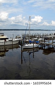 A Boat Anchored Near The Benjamin Harrison Bridge