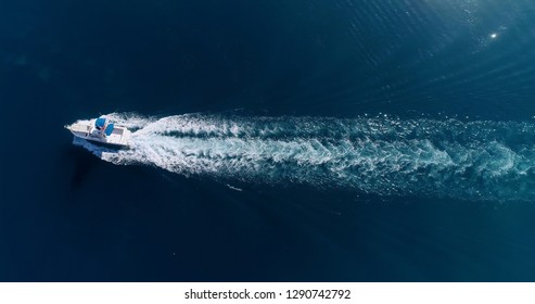 boat with banana in a lagoon in aerial view, Papeete French Polynesia - Powered by Shutterstock