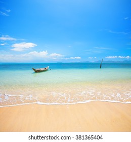 Boat And Beautiful Blue Ocean