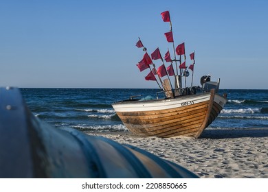 Boat At The Binz Beach At Rügen Island In The Baltic Sea