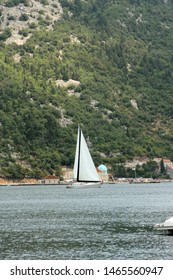Boat in Boka Kotorska bay in Montenegro