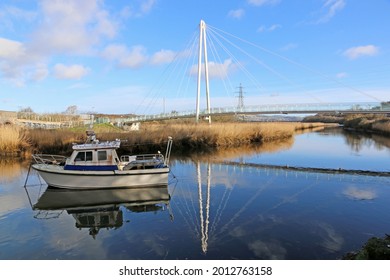 Boat By Town Quay Bridge, Newton Abbot, Devon	