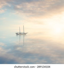 Boat In The Calm Water Silence