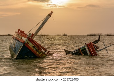 Boat Capsized In The Sea