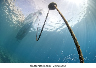 Boat Chain Anchor From Underwater