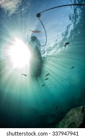 Boat Chain Anchor From Underwater