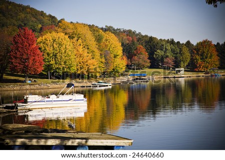 boat in Deep Creek Lake at Wisp resort in Maryland