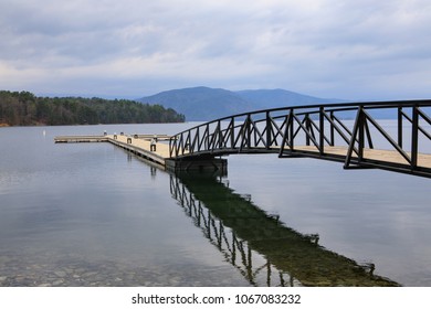 Boat Dock On Lake Jocassee At Devils Fork State Park In Upstate South Carolina Near Sumter National Forest.