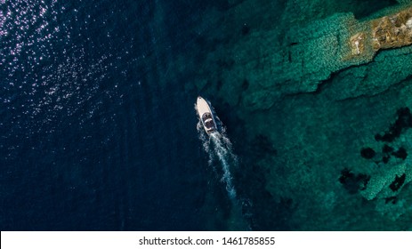boat from drone on the sea
