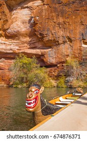 Boat With Figurehead And Xingó Canyons In The Back