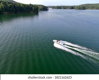 Boat At Full Throttle On The Lake