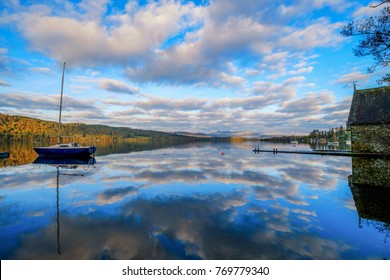 Boat House And Boat On Lake, Windermere