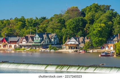 Boat House Row In Philadelphia PA, USA With Blue Sky