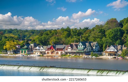 Boat House Row In Philadelphia PA, USA With Blue Sky