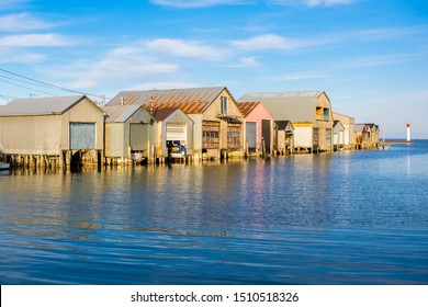 Boat Houses In Port Rowan In Lake Eerie Ontario