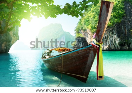 Similar – Image, Stock Photo View of traditional thailand longtail boat at sand beach