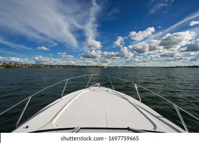 Boat In Lake Paranoá In Brasilia, Federal District, Brazil In A Sunny Day.