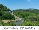 Boat lift on Rhine-Marne Canal near Saint-Louis - Arzviller. Moselle department in Lorraine region of France