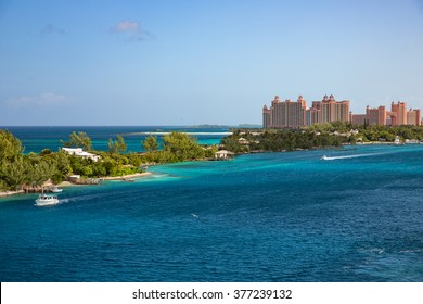 Boat. Lighthouse. Paradise Island. Nassau. Bahamas.