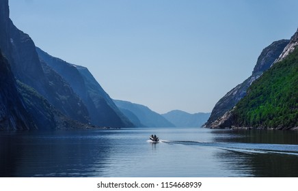 Boat In Lysefjord Norway