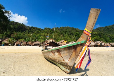 The Boat Of Mo Gan Community In Surin Island