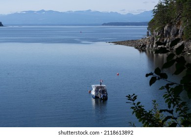 Boat Moored At Whaletown On Cortes Island BC