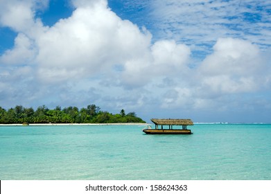 Boat Mooring At Muri Lagoon In Rarotonga Cook Islands.No People. Copy Space