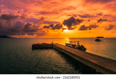Boat in ocean sunset. Boat in ocean at sunset - Powered by Shutterstock