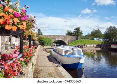 A Boat On Brecon Canal Basin Powys Wales UK