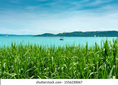 Boat On The Lake Balaton View Of Tihany Church From Balatonfured