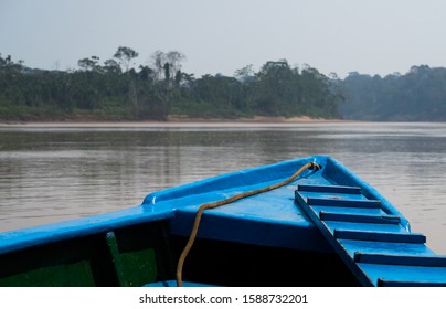 Boat On Madre De Dios River In Peru