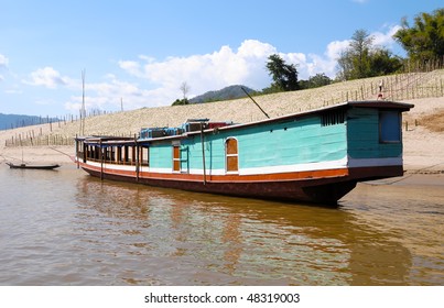 Boat On Mekon On The Way To Luang Prabang