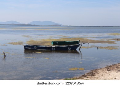 Boat On The Narta Lagoon  In Albania.