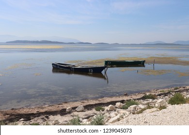 Boat On The Narta Lagoon  In Albania.