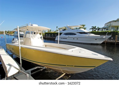 Boat On A Pontoon Lift