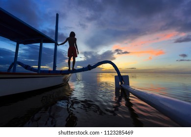 A boat on the sea in the morning in Bali - Shutterstock ID 1123285469