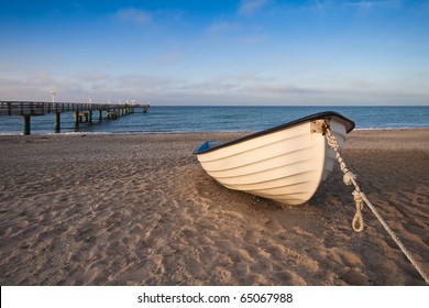 A boat on shore of the Baltic Sea.