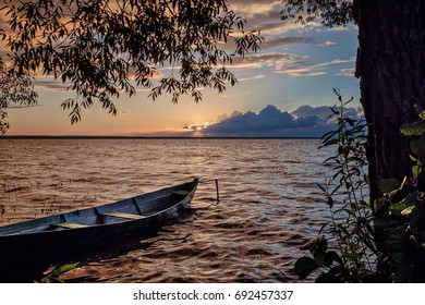 Boat On The Shore Of Lake Plescheevo.