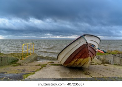 Boat On A Shore In Stormy Weather