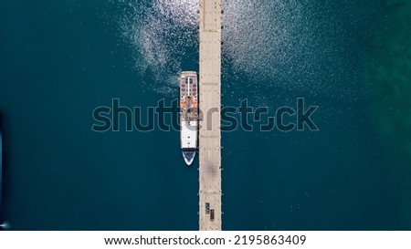 Similar – Foto Bild Luftbilddrohne Ansicht des alten Schiffbruch-Geisterschiffes