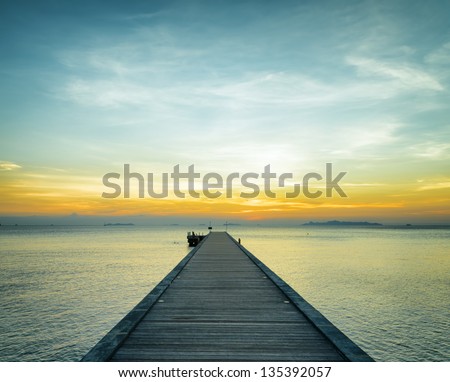 Boat pier at sunset. Beautiful landscape.