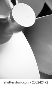 Boat Propeller close-up detail nice tech background or abstract texture, black and white processed photo