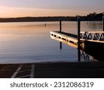 Boat ramp at Lake Sammamish State Park during golden hour