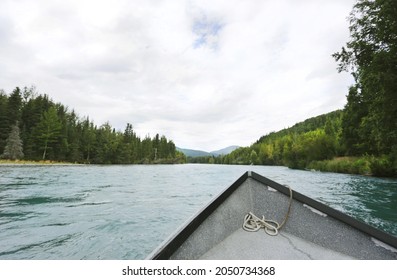 Boat Rowing Down The Kenai River